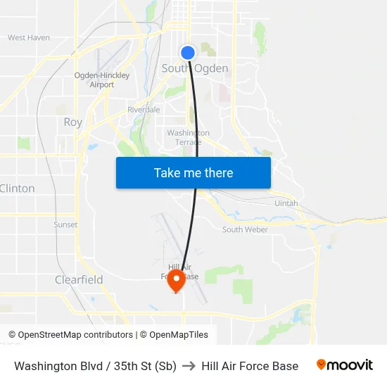 Washington Blvd / 35th St (Sb) to Hill Air Force Base map