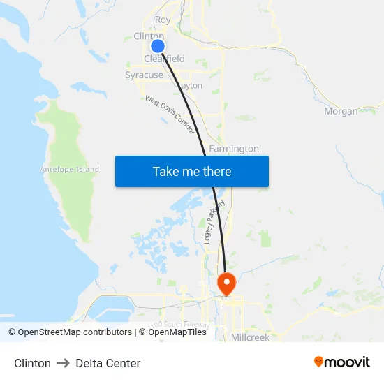 Clinton to Delta Center map