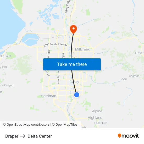 Draper to Delta Center map