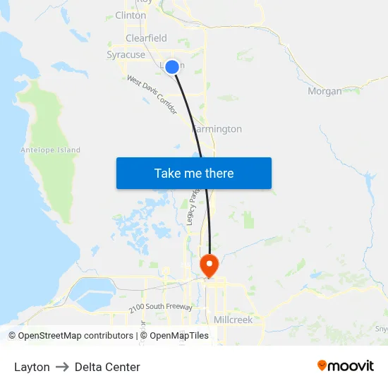 Layton to Delta Center map