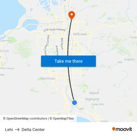 Lehi to Delta Center map