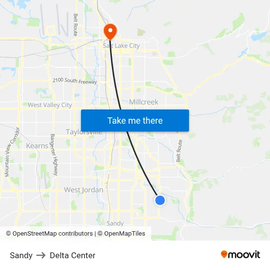 Sandy to Delta Center map