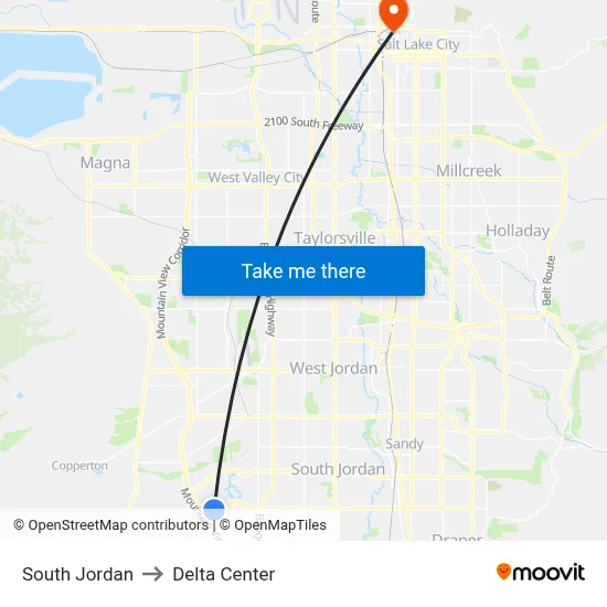 South Jordan to Delta Center map