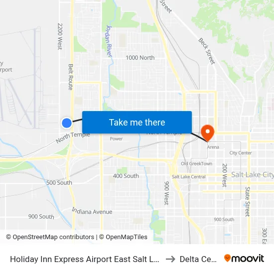 Holiday Inn Express Airport East Salt Lake City to Delta Center map