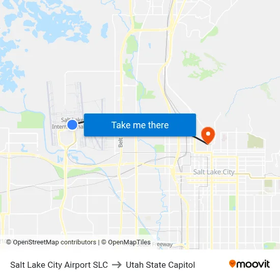 Salt Lake City Airport SLC to Utah State Capitol map