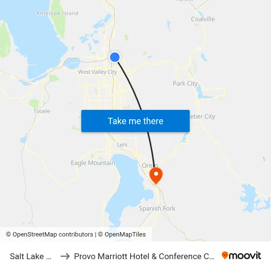 Salt Lake City to Provo Marriott Hotel & Conference Center map