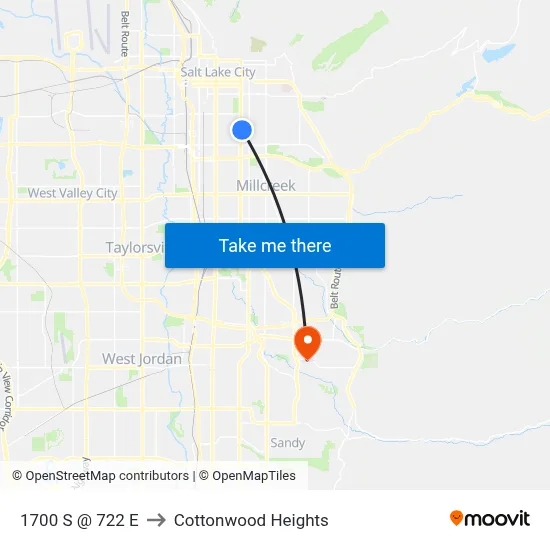 1700 S @ 722 E to Cottonwood Heights map