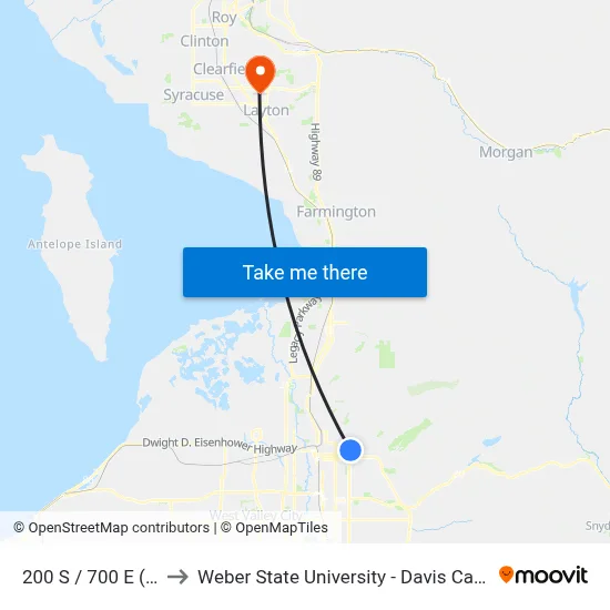 200 S / 700 E (Eb) to Weber State University - Davis Campus map