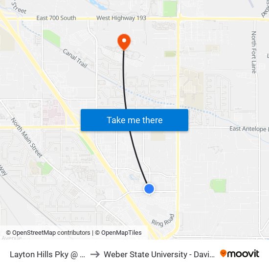 Layton Hills Pky @ 1425 N to Weber State University - Davis Campus map