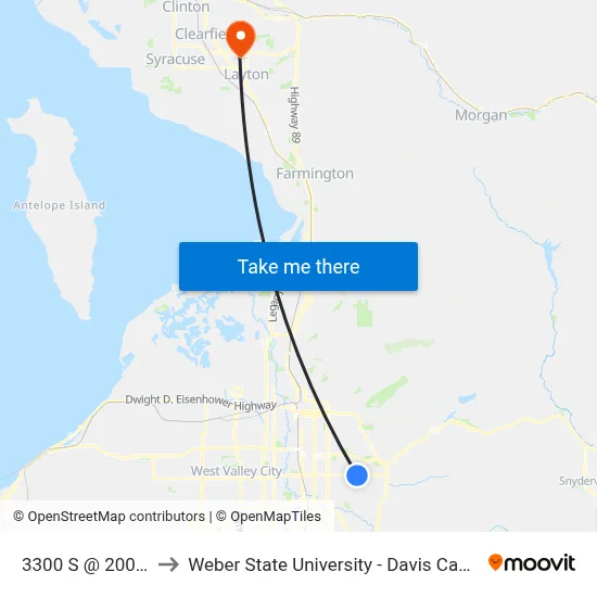 3300 S @ 2008 E to Weber State University - Davis Campus map