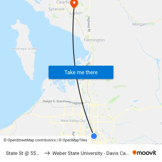 State St @ 5590 S to Weber State University - Davis Campus map