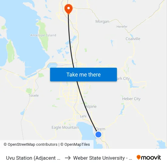 Uvu Station (Adjacent Bus Stop Wb) to Weber State University - Davis Campus map