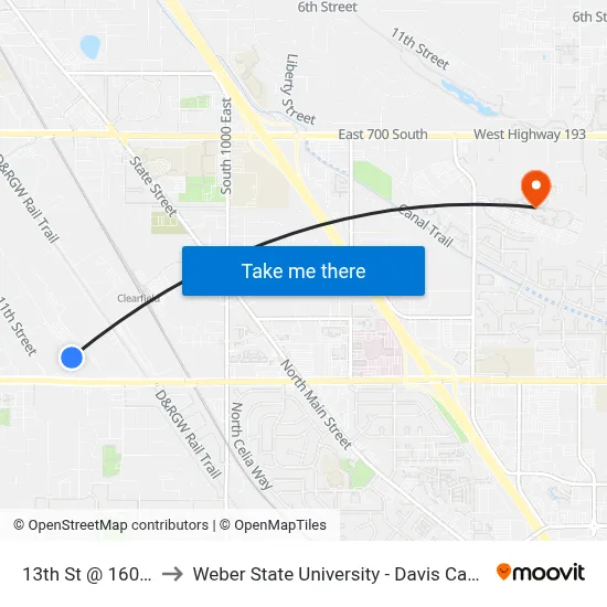 13th St @ 1601 S to Weber State University - Davis Campus map
