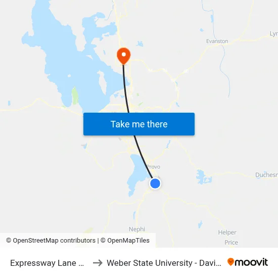 Expressway Lane @ 945 E to Weber State University - Davis Campus map