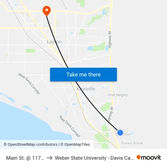 Main St. @ 1170 N to Weber State University - Davis Campus map