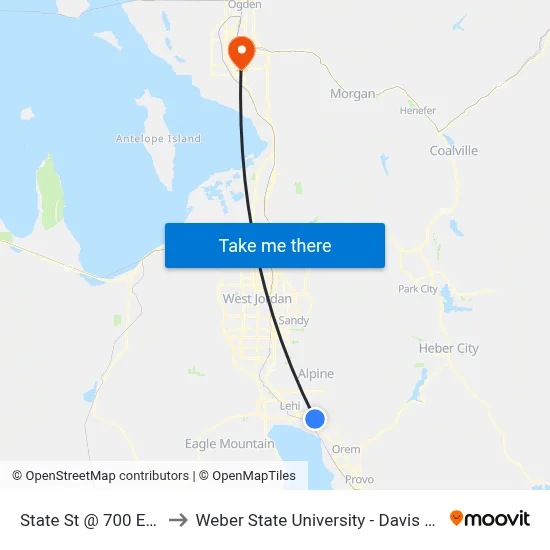 State St @ 700 E (Wb) to Weber State University - Davis Campus map