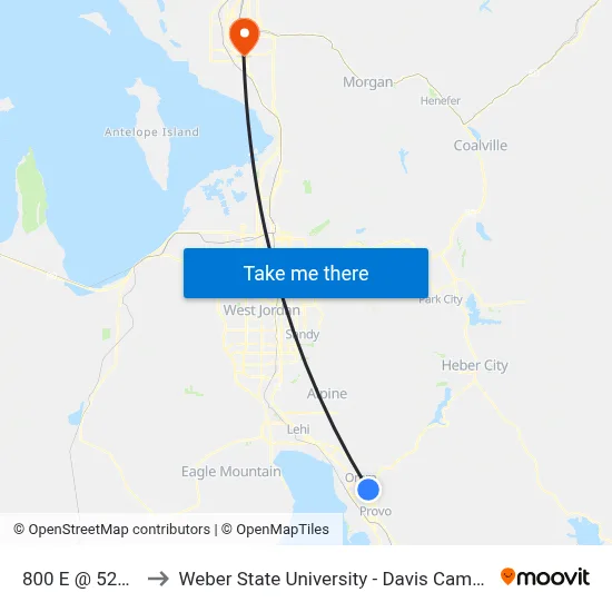 800 E @ 525 S to Weber State University - Davis Campus map
