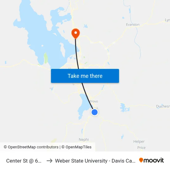 Center St @ 630 E to Weber State University - Davis Campus map