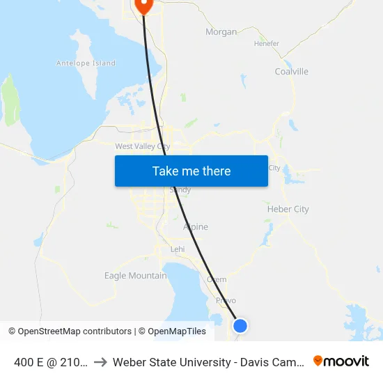 400 E / 200 N (Nb) to Weber State University - Davis Campus map