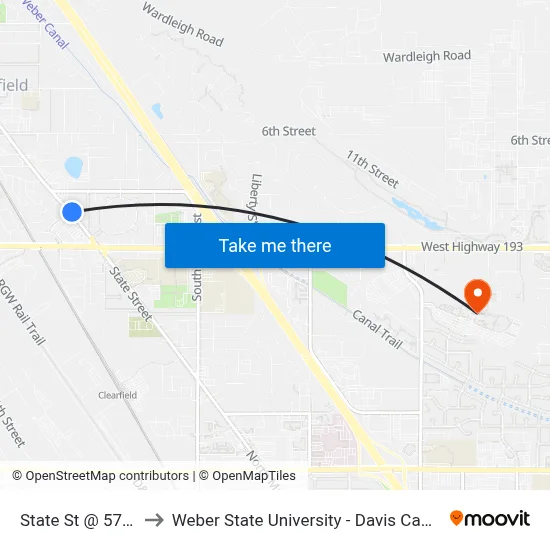 State St / 540 S (Nb) to Weber State University - Davis Campus map