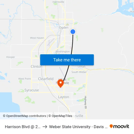 Harrison Blvd / 26th St (Nb) to Weber State University - Davis Campus map