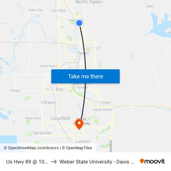 Us Hwy 89 @ 1060 N to Weber State University - Davis Campus map