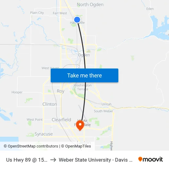 Us Hwy 89 @ 1545 N to Weber State University - Davis Campus map