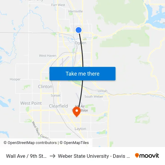 Wall Ave / 9th St (Nb) to Weber State University - Davis Campus map
