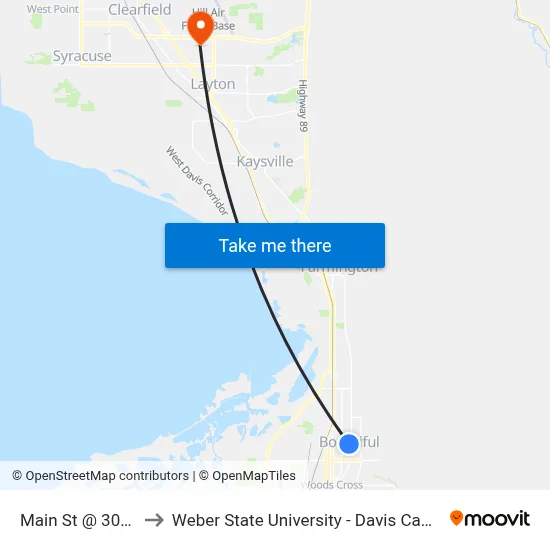 Main St @ 302 N to Weber State University - Davis Campus map
