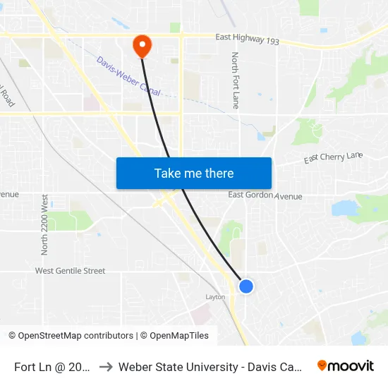 Fort Ln @ 203 S to Weber State University - Davis Campus map
