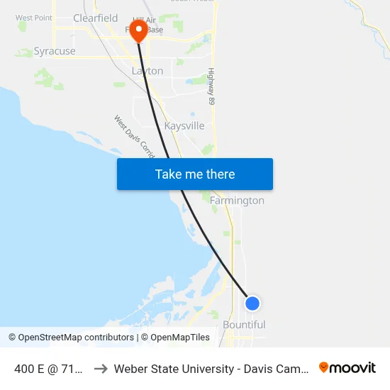 400 E @ 710 S to Weber State University - Davis Campus map