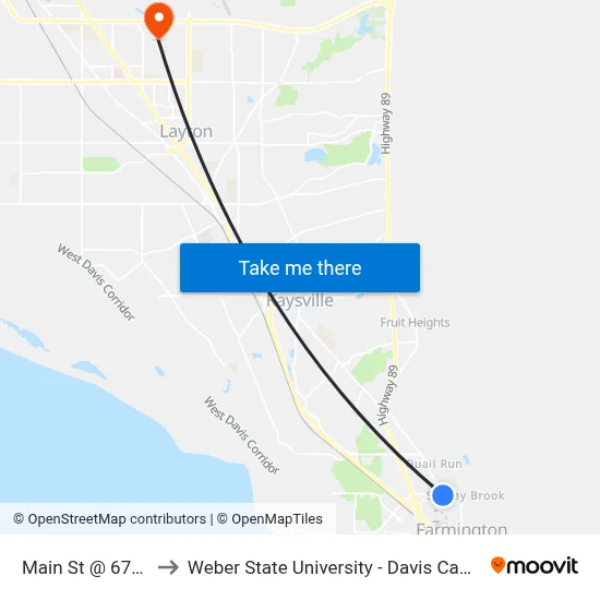 Main St @ 675 N to Weber State University - Davis Campus map