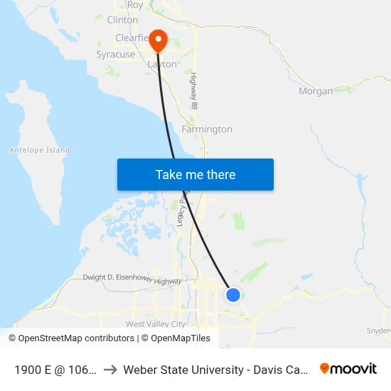 1900 E @ 1061 S to Weber State University - Davis Campus map