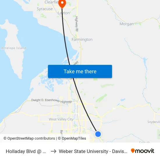 Holladay Blvd @ 5571 S to Weber State University - Davis Campus map
