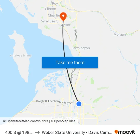 400 S @ 198 W to Weber State University - Davis Campus map