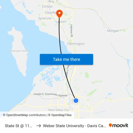State St @ 1135 S to Weber State University - Davis Campus map
