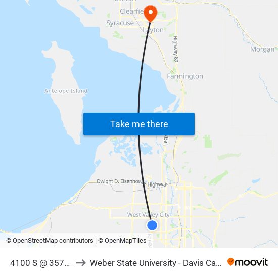 4100 S @ 3577 W to Weber State University - Davis Campus map