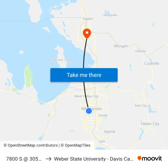 7800 S @ 3055 W to Weber State University - Davis Campus map