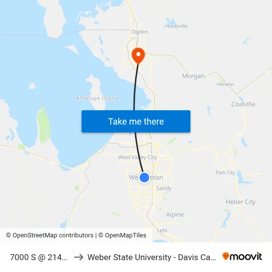 7000 S @ 2145 W to Weber State University - Davis Campus map