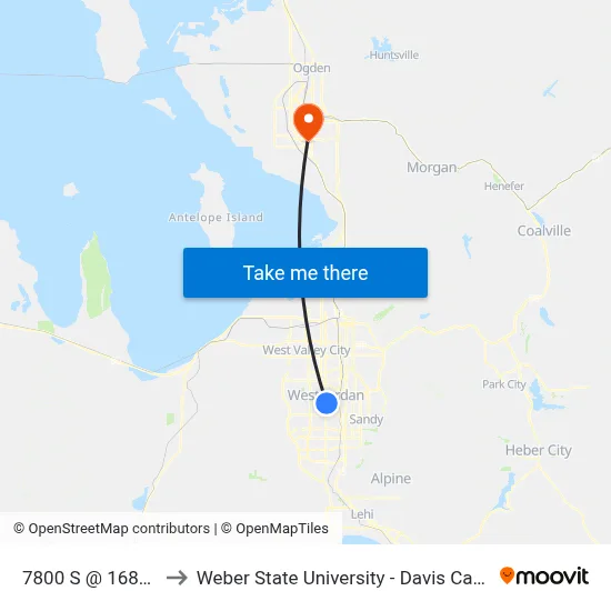 7800 S @ 1689 W to Weber State University - Davis Campus map