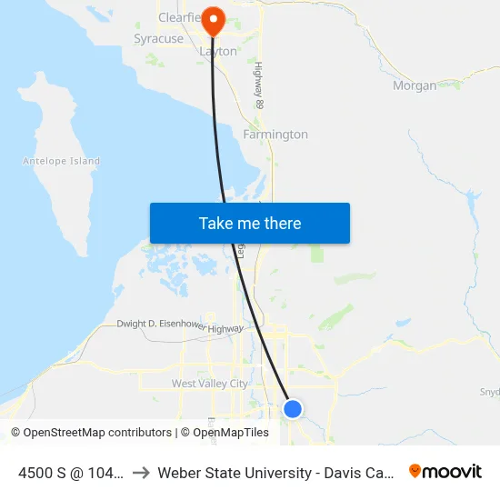 4500 S @ 1045 E to Weber State University - Davis Campus map