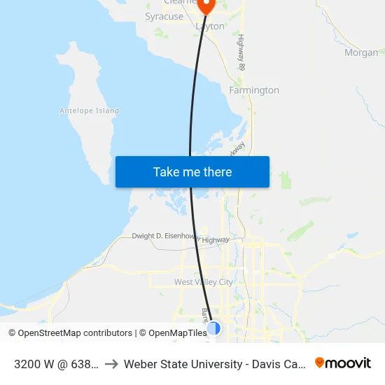3200 W @ 6385 S to Weber State University - Davis Campus map