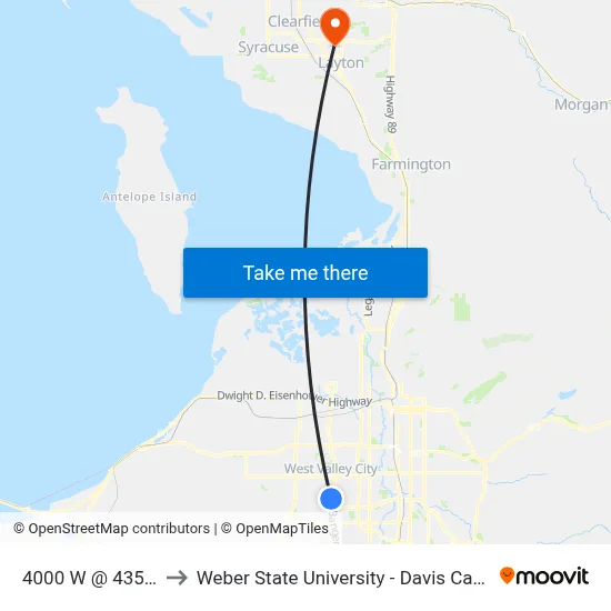 4000 W @ 4359 S to Weber State University - Davis Campus map