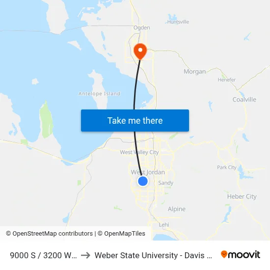 9000 S / 3200 W (Eb) to Weber State University - Davis Campus map