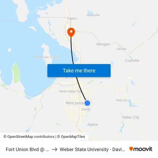 Fort Union Blvd @ 2181 E to Weber State University - Davis Campus map
