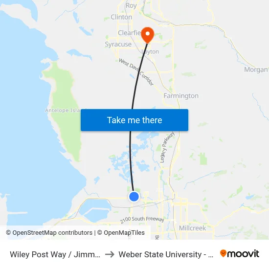 Wiley Post Way / Jimmy Doolittle Rd to Weber State University - Davis Campus map