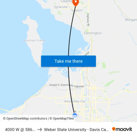 4000 W @ 5865 S to Weber State University - Davis Campus map