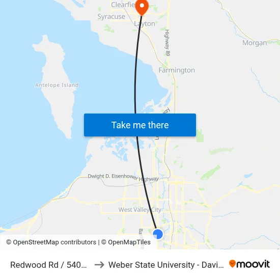 Redwood Rd / 5400 S (Nb) to Weber State University - Davis Campus map