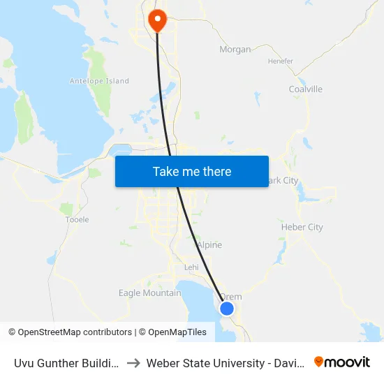 Uvu Gunther Building (Sb) to Weber State University - Davis Campus map