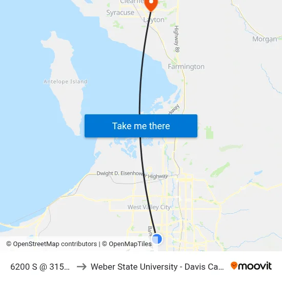 6200 S @ 3150 W to Weber State University - Davis Campus map